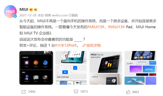 Lucky draw launched by Xiaomi, Dec.28, 2021, Source: MIUI’s Weibo Account